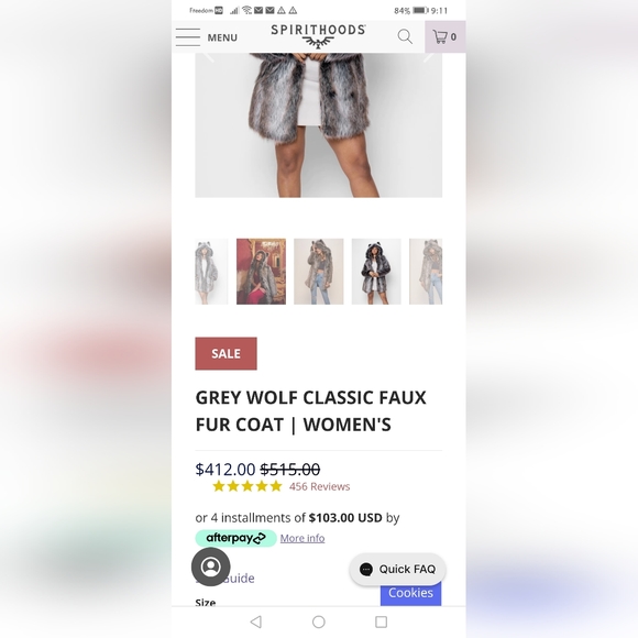 Spirithoods grey wolf classic faux fur coat small (fits big) - Picture 8 of 8